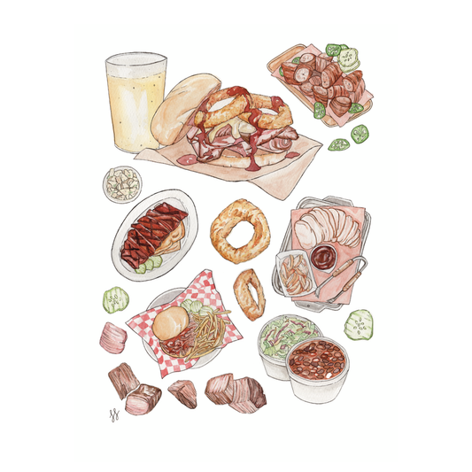 Kansas City BBQ-Inspired Collection No. 1 Watercolor and Ink Print