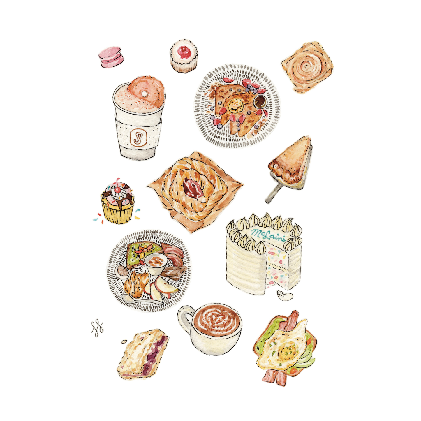 Kansas City Bakery Inspired Sweet Treat Watercolor Print